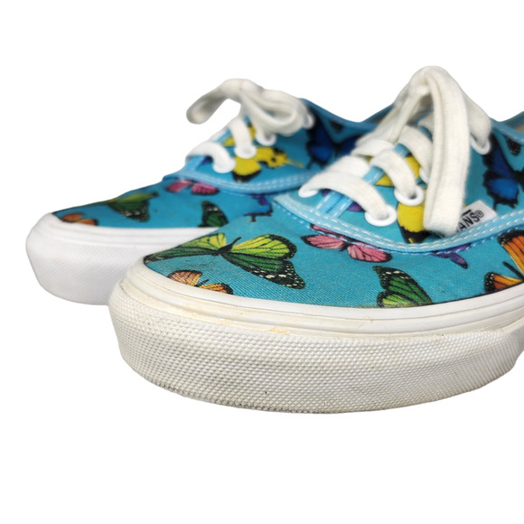 Vans Shoes Womens 6 Blue Butterfly Colorful Low Tops Lace Up Sneakers Skateboard - Picture 7 of 11